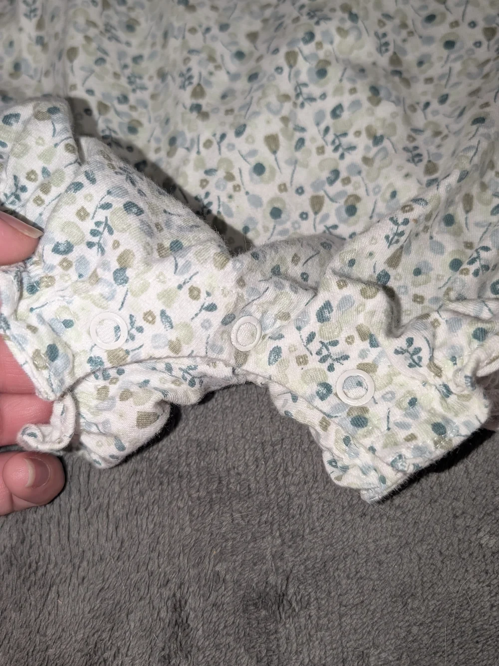 Carter's White Floral Ruffle-Shoulder Bubble Romper